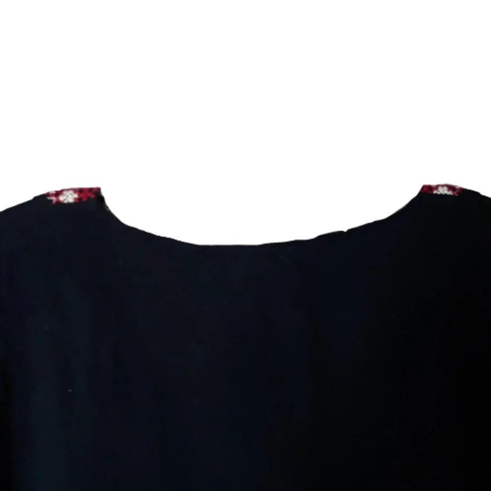 Flying Tomato Blouse Tunic mini Dress black embroidered cross stitch Size M - Picture 4 of 9